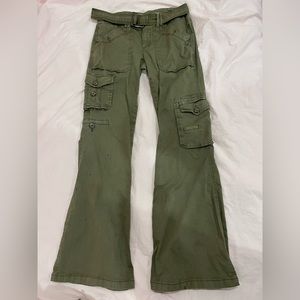 Garage green flared cargos